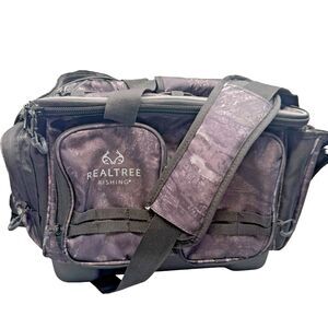 Realtree Aspect Large Gray Camo Fishing Tackle Bag Molle Crossbody EUC
